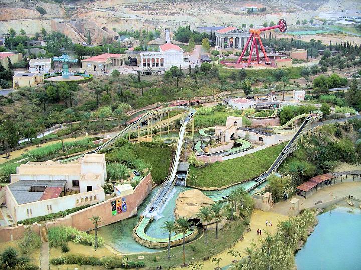 IMGP7591.JPG - View of the 'Falls of the Nile' Log Flume, taken from the new 'Infinnito viewing tower' ride, Terra Mitica Theme Park